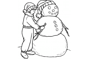 Bonhomme de neige et enfant