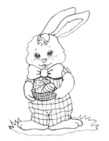 Coloriage 9 pour Pâques : lapin timide